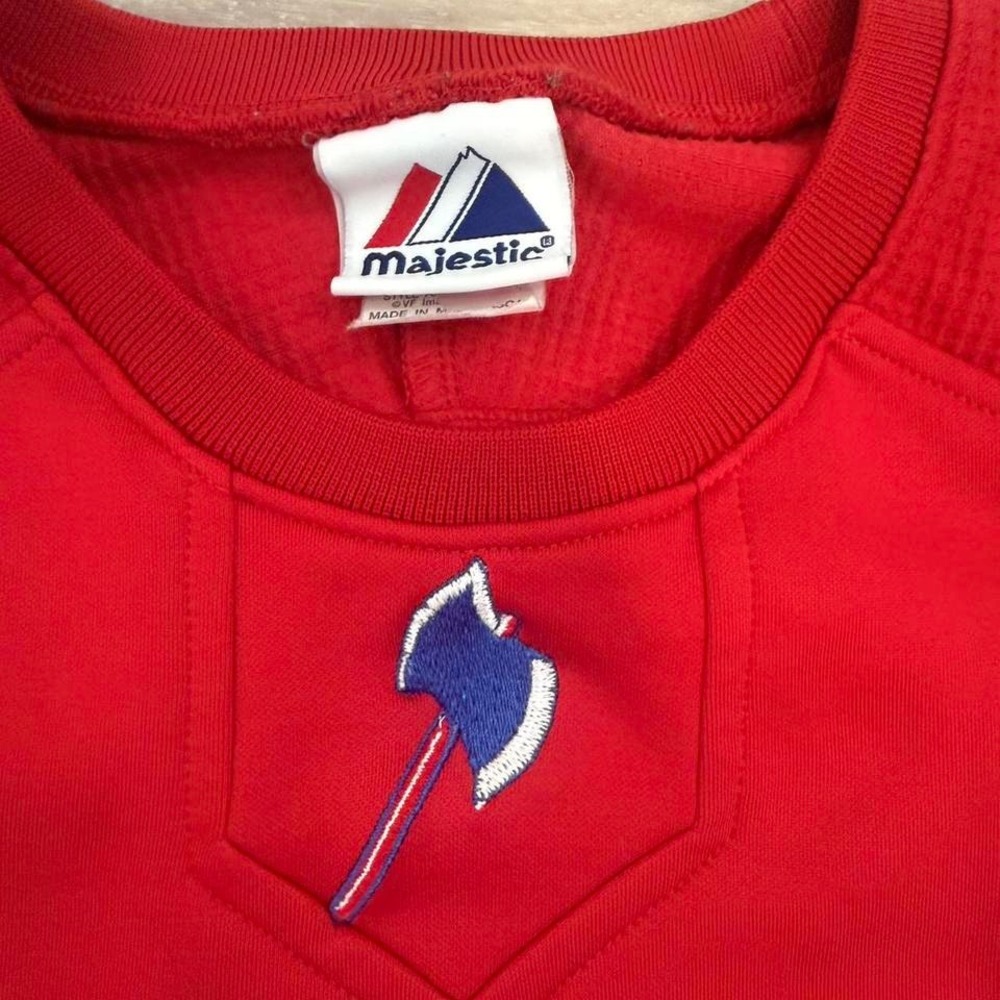 Red Majestic Athletic long sleeve shirt Sz S #athleticwear #baseball - Picture 4 of 8